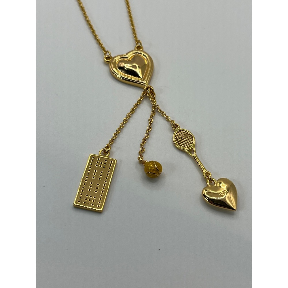 Studio Margaret Pickleball Necklace Women 17" Gold Excellent 3-Charm 925 Silver
